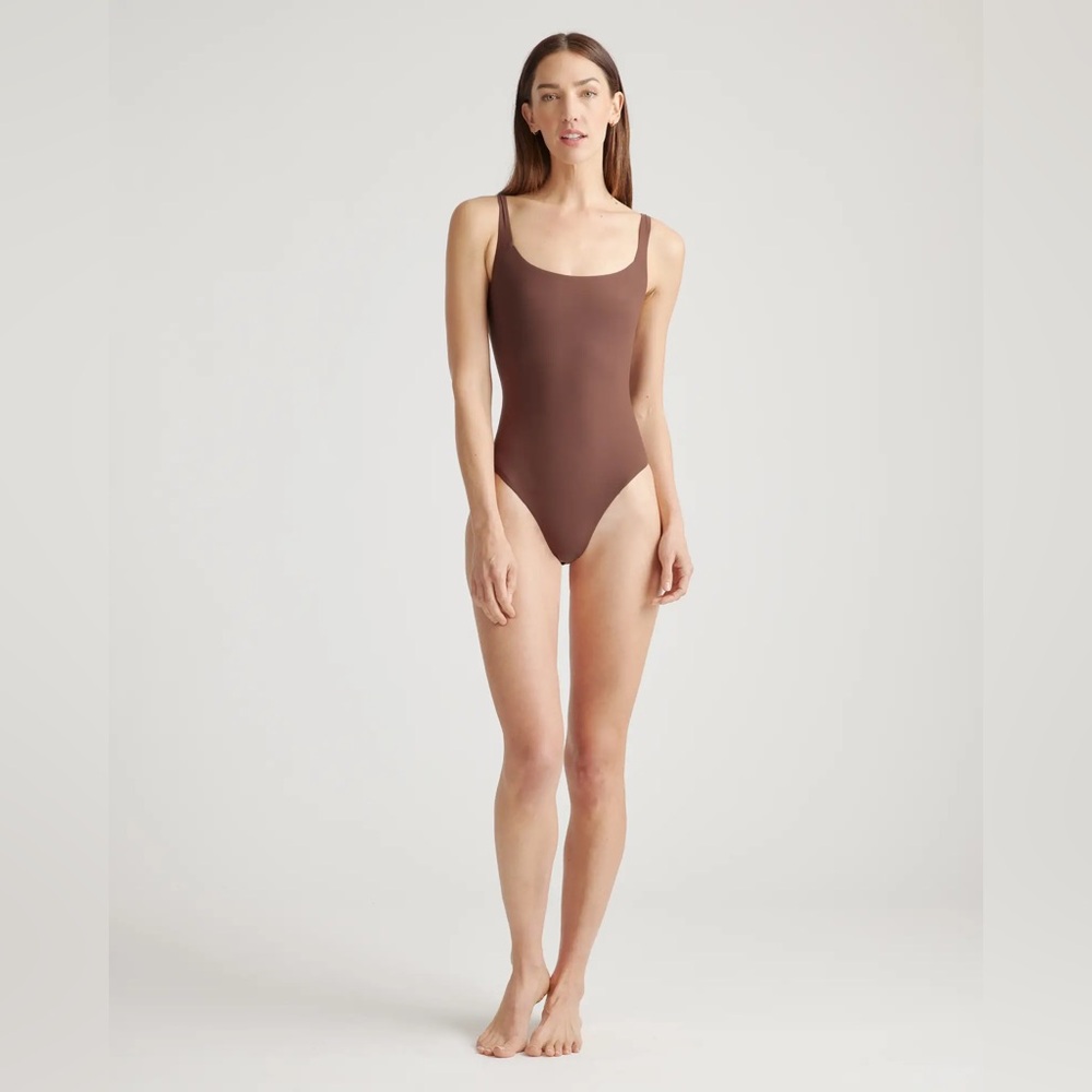 Quince Second Skin Square Neck Tank Bodysuit, NWT
